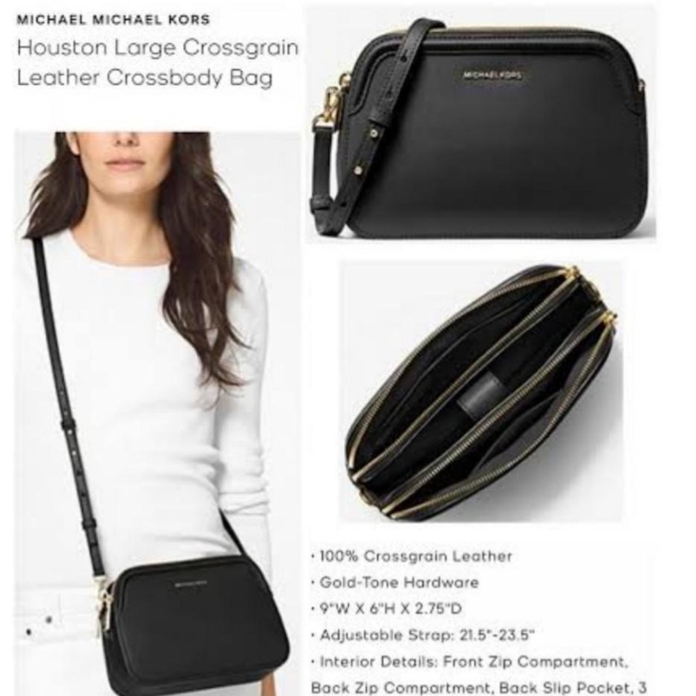 Michael Kors Houston Leather Crossbody bag purse NAVY
